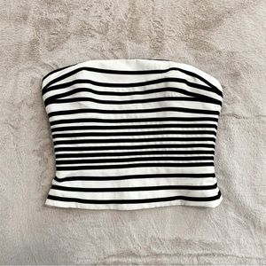Halston Heritage Crop Top Black & White Stripe Size 0